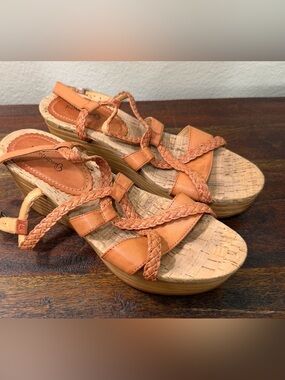 BareTraps tan Braided Cork Wedge Sandals size 9M